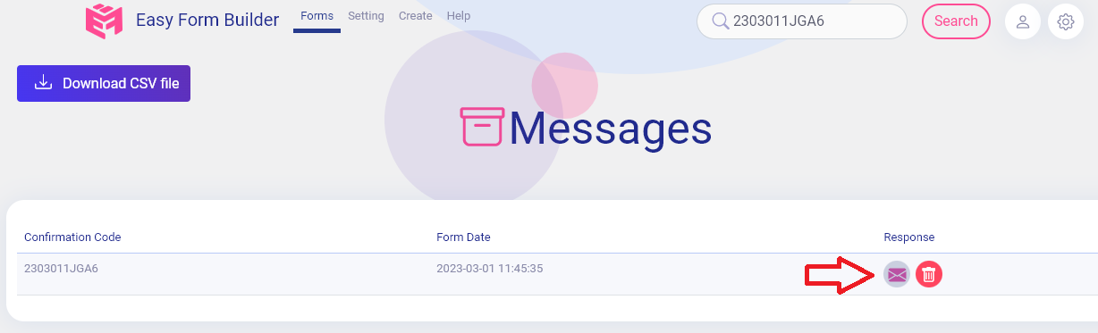How to find a response through a Confirmation Code - White Studio Team