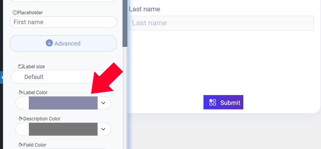 How To Change Label Name And Inputs Of Easy Form Builder? White