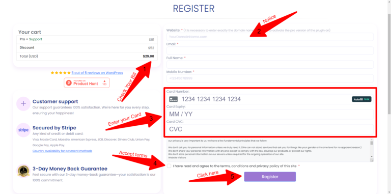 Easy Form Builder Pro registration and payment form