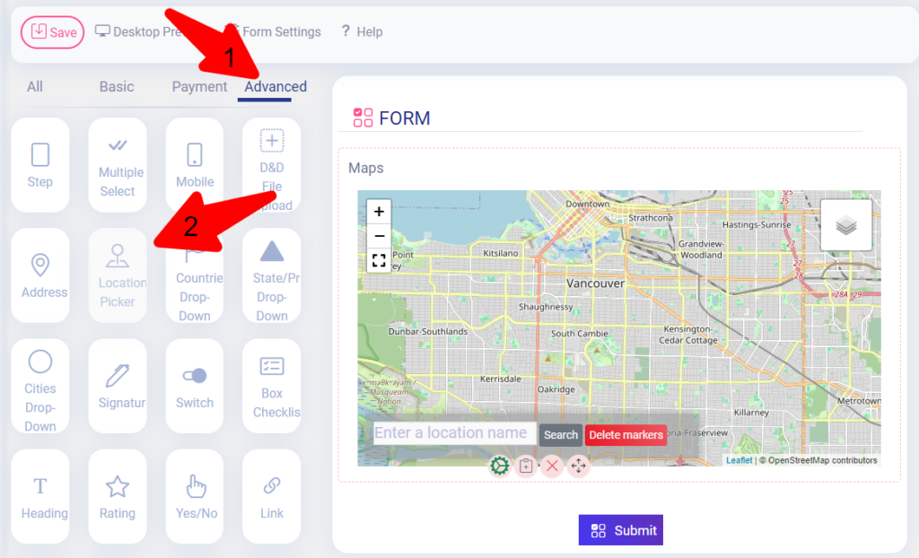 LocationPicker add on Easy Form Builder