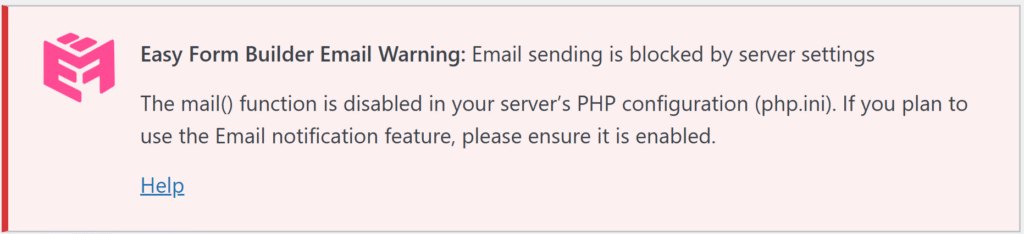 Email sending is blocked by server settings