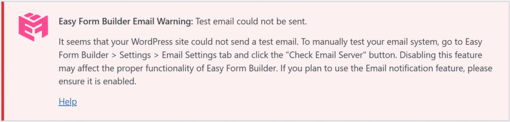 Test email could not be sent
