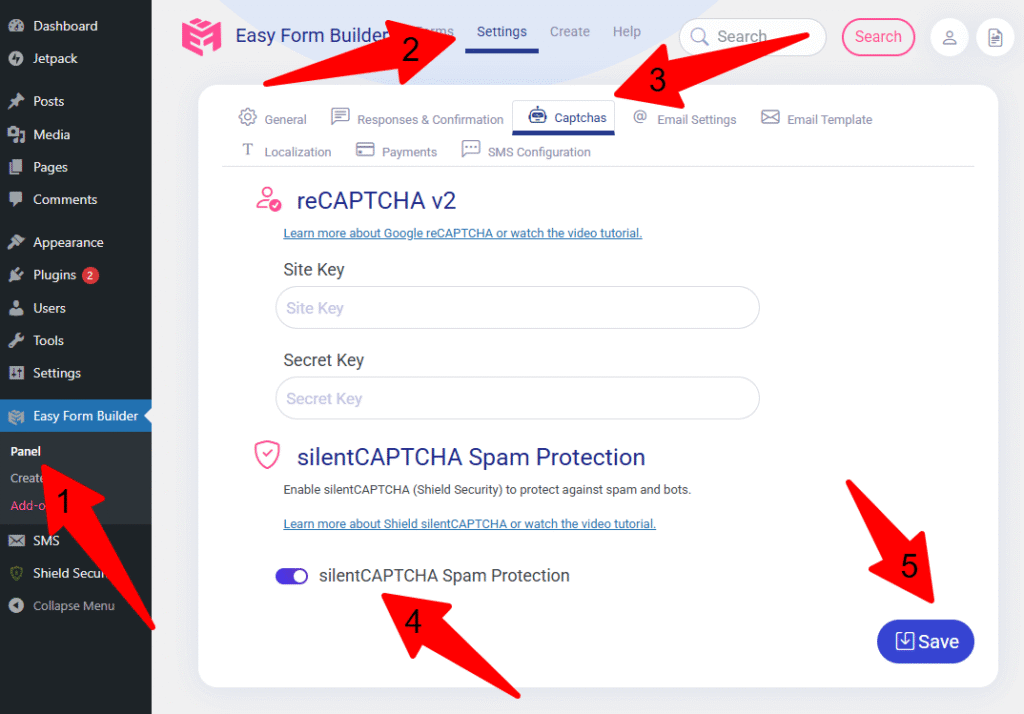 Enable silentCAPTCHA Spam Protection