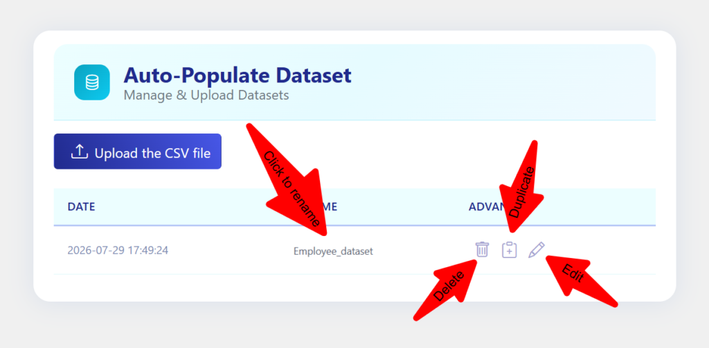 manage Dataset in Auto-Populate