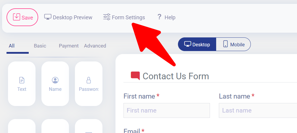 Form Settings Easy Form Builder